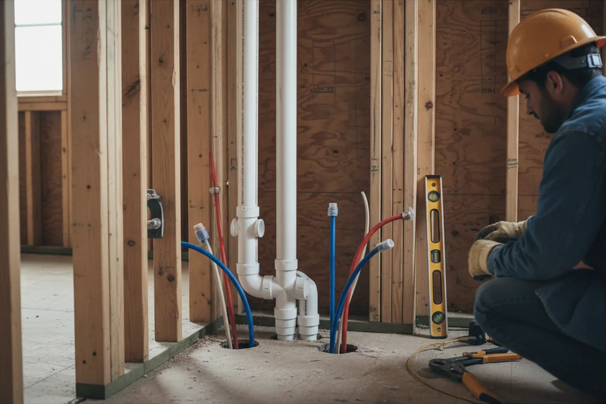 Drain and supply rough-in during Garbage Disposal Repair in Hebron